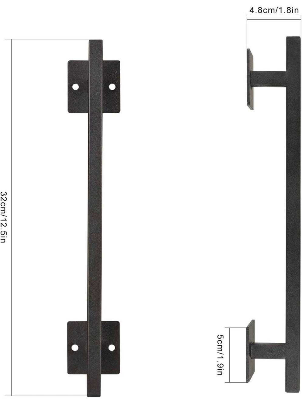 Homode 12 Inch Sliding Barn Door Handle, Matte Black Iron Steel Pull Handle Hard - Picture 2 of 6